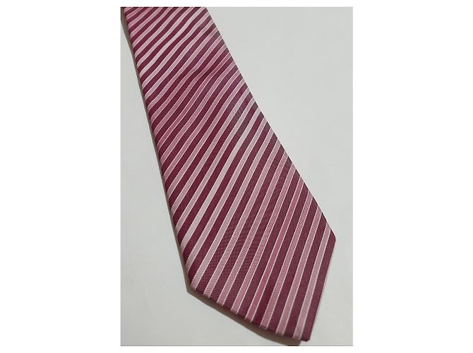 Cravatta Hugo Boss in seta rosa a righe - vista 2