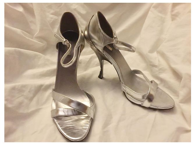 Miu Miu Silberne Abend Sandalen - Ansicht 4