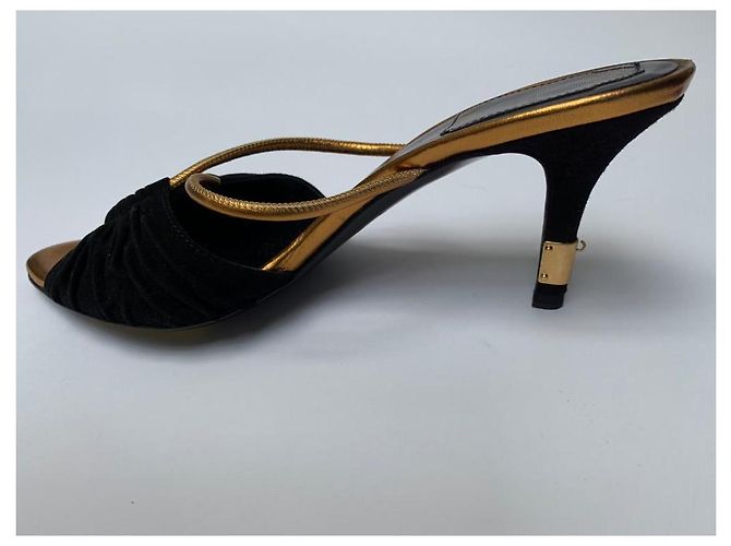 Christian Dior Sabot tacco a stiletto Dior nero e oro D'oro - vista 2