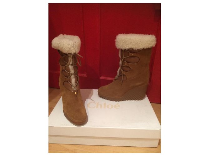 Chloé Stiefeletten aus Hirschleder Caramel 40 Karamell - Ansicht 2