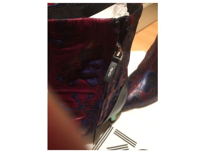 Botines Kenzo de cuero burdeos con bordado azul 39 Multicolor - vista 5