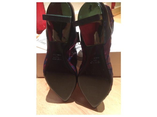 Botines Kenzo de cuero burdeos con bordado azul 39 Multicolor - vista 8