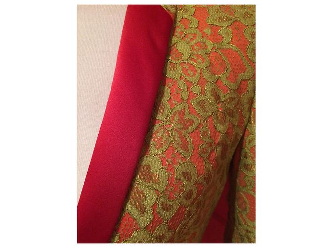 Just Cavalli Jacke Grüne Spitze auf Rot Viskose Mehrfarben - Ansicht 2