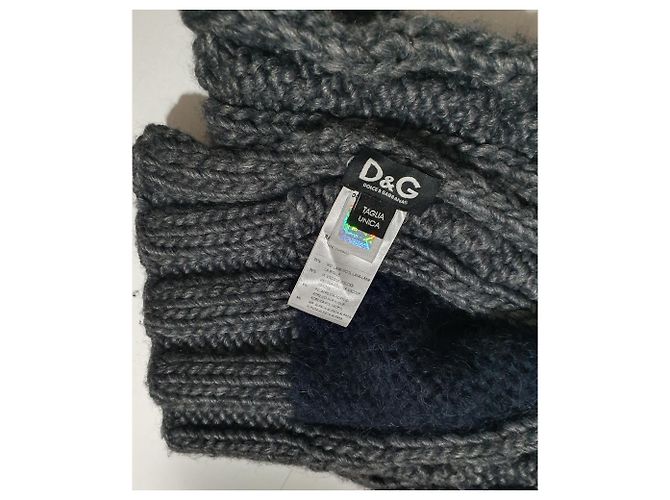 Sciarpa D&G in lana e viscosa Grigio Blu Navy - vista 4