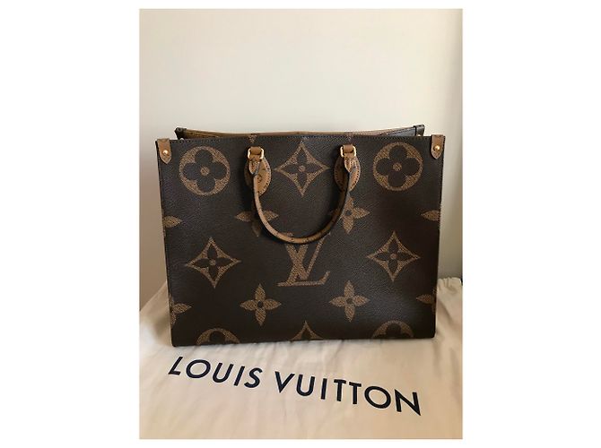 Borsa a mano Louis Vuitton Onthego Marrone Pelle - vista 4