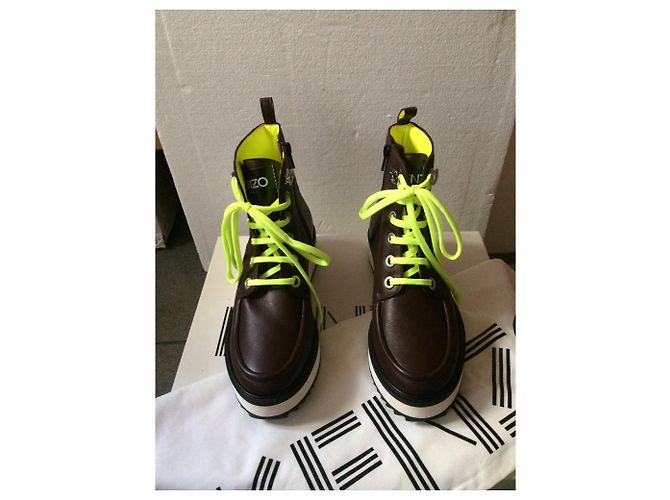 Botines Kenzo de cuero marrón talla 36 Castaño - vista 3