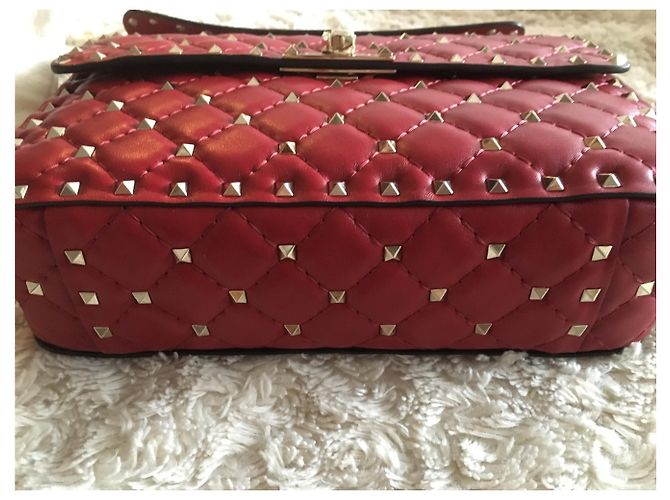 Borsa a mano Valentino Rockstud in pelle rossa Rosso - vista 3