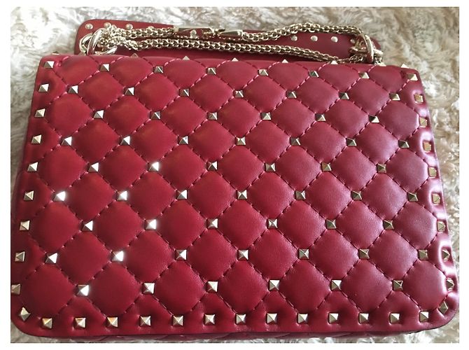 Borsa a mano Valentino Rockstud in pelle rossa Rosso - vista 4