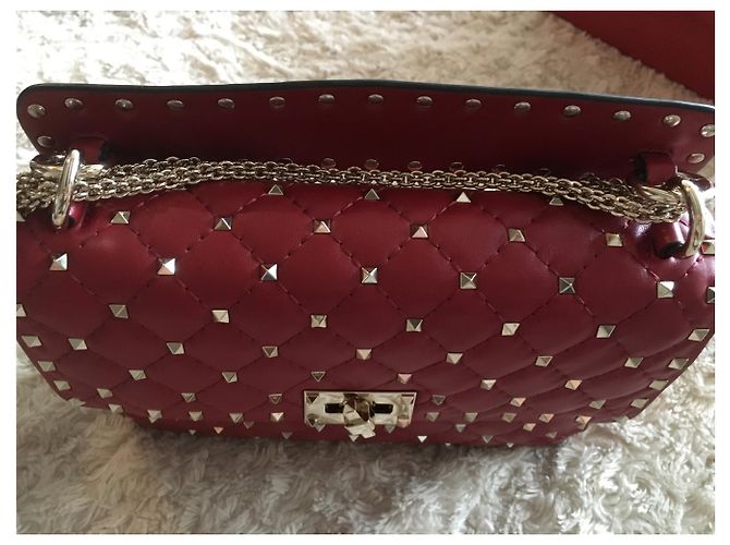 Borsa a mano Valentino Rockstud in pelle rossa Rosso - vista 5