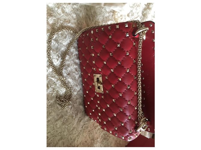 Borsa a mano Valentino Rockstud in pelle rossa Rosso - vista 9