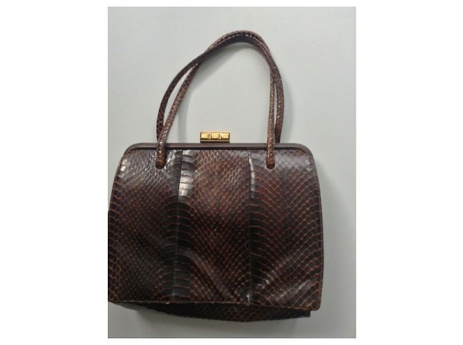 1950s Vintage Schlangenhaut Tasche Braun - Ansicht 2