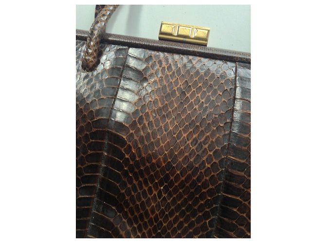 1950s Vintage Schlangenhaut Tasche Braun - Ansicht 3