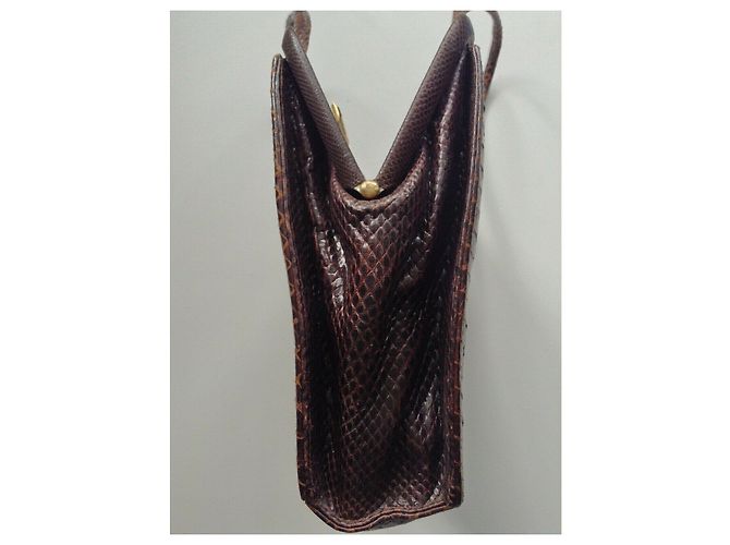 1950s Vintage Schlangenhaut Tasche Braun - Ansicht 7
