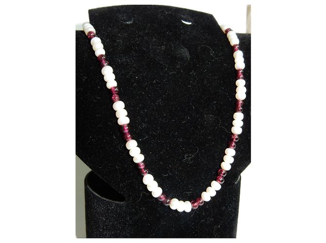 Autre Marque Collana vintage con perle e granati naturali - vista 6