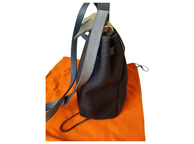 Borsa a mano Hermès Herbag Blu Scuro Tessuto - vista 2