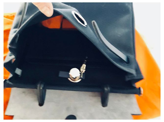 Borsa a mano Hermès Herbag Blu Scuro Tessuto - vista 4