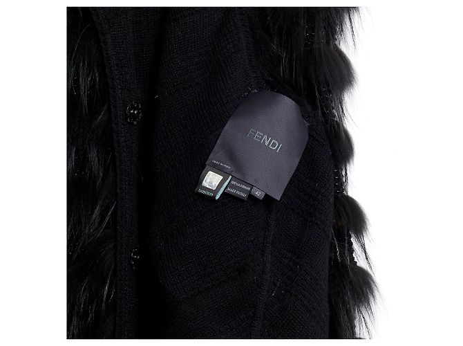 Fendi BLACK CASHMERE FOX FR38 Schwarz - Ansicht 3