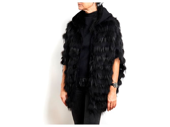 Fendi BLACK CASHMERE FOX FR38 Schwarz - Ansicht 4