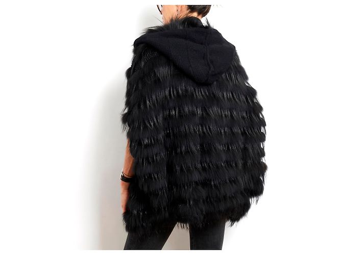 Fendi BLACK CASHMERE FOX FR38 Schwarz - Ansicht 6