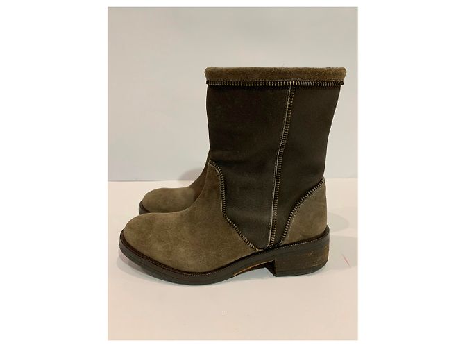 Autre Marque Botins Ras de camurça cinza tamanho 35 - vista 6
