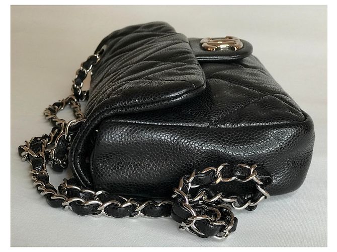 Timeless Chanel Borsa media classica con patta e caviale con scatola, busta da viaggio Nero - vista 10