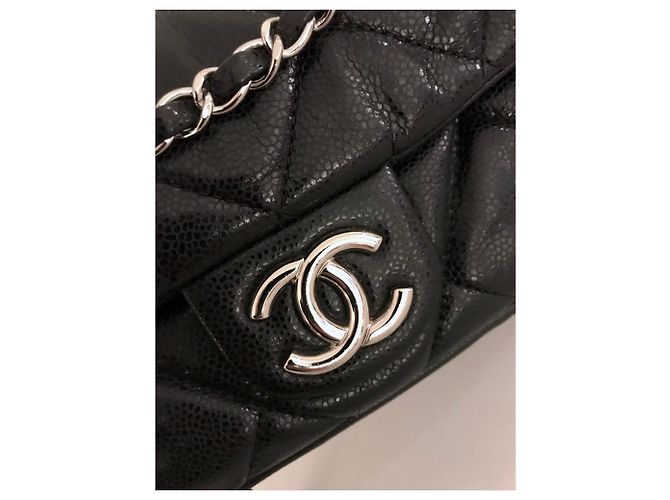 Timeless Chanel Borsa media classica con patta e caviale con scatola, busta da viaggio Nero - vista 12