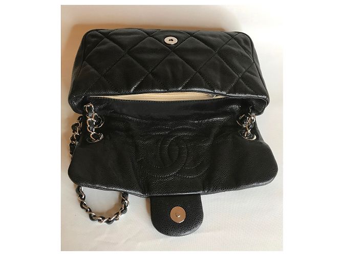 Timeless Chanel Borsa media classica con patta e caviale con scatola, busta da viaggio Nero - vista 13