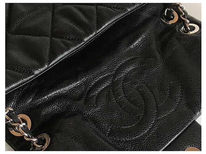 Timeless Chanel Borsa media classica con patta e caviale con scatola, busta da viaggio Nero - vista 14