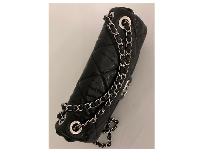 Timeless Chanel Borsa media classica con patta e caviale con scatola, busta da viaggio Nero - vista 6