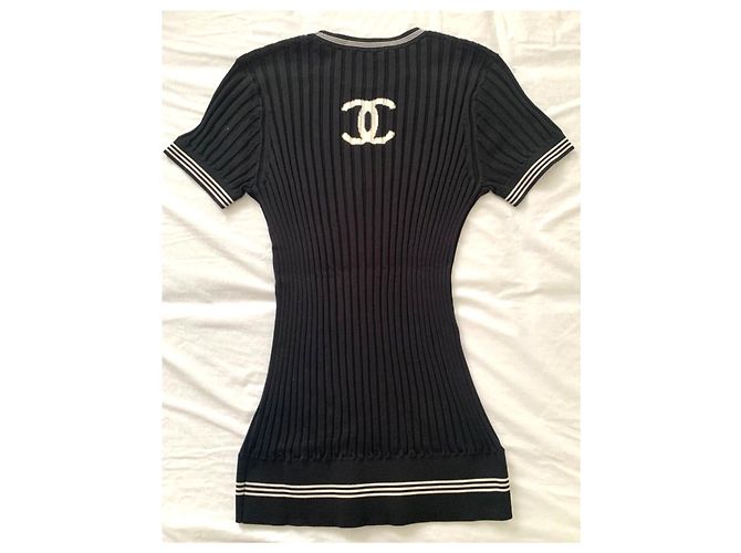 Chanel no 5 camisa de punto de seda FR36 Negro - vista 2
