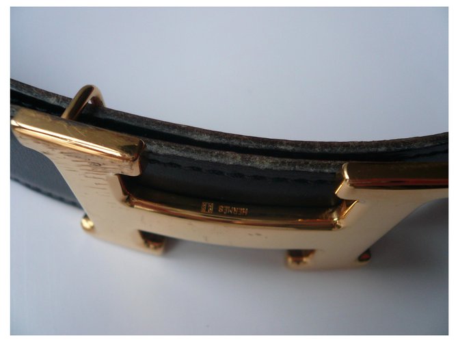 Boucle de ceinture Cavalière & Cuir de ceinture réversible ... - Hermès