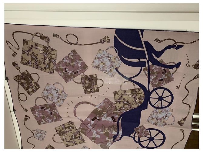 Hermès Scialle quadrato 140 cashmere e seta Rosa - vista 3