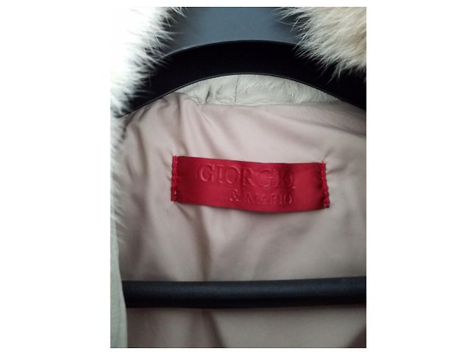 Giorgio & Mario Magnífica chaqueta acolchada de piel y cuero blanco roto - vista 3