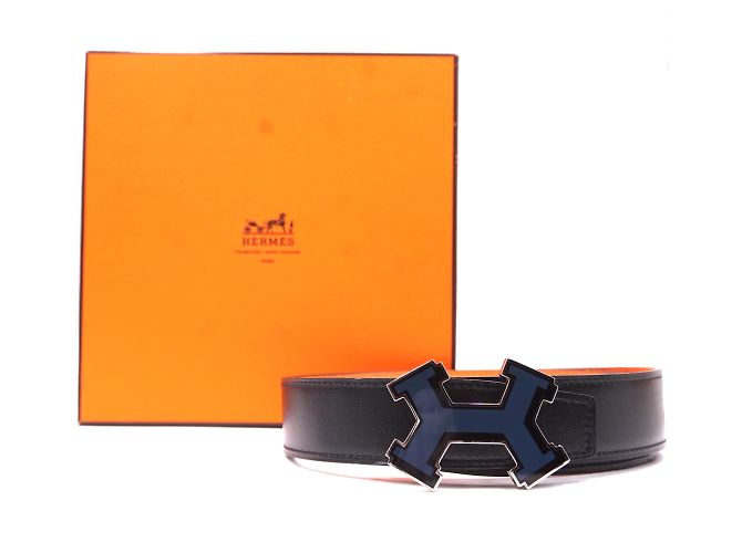 Hermès Hermes 32mm Street Emaille H Wendbare Ledergürtelgröße 85 Schwarz - Ansicht 2