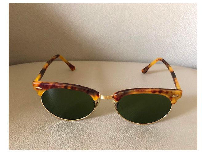 Ray-Ban Seltene RAY BAN Vintage Wayfarer Oval Cateye W1265 Golden Hellbraun Dunkelgrün - Ansicht 2