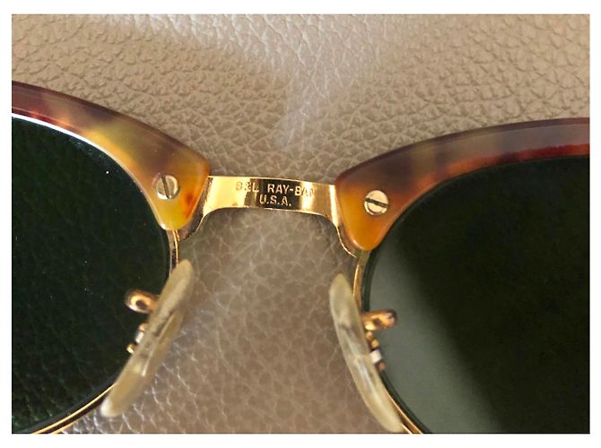 Ray-Ban Seltene RAY BAN Vintage Wayfarer Oval Cateye W1265 Golden Hellbraun Dunkelgrün - Ansicht 5