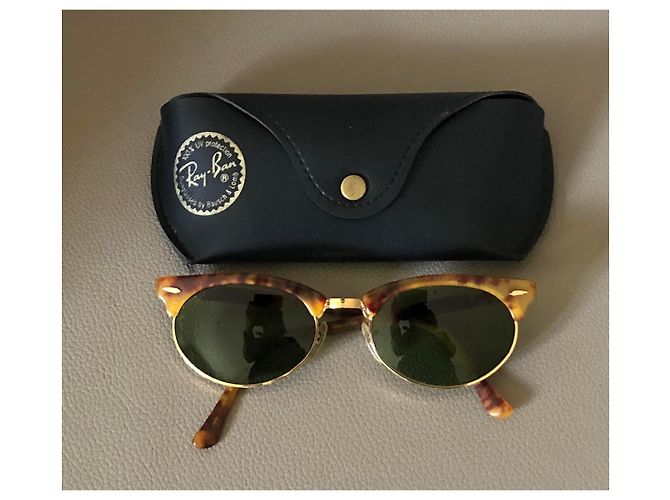 Ray-Ban Seltene RAY BAN Vintage Wayfarer Oval Cateye W1265 Golden Hellbraun Dunkelgrün - Ansicht 7