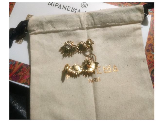 Cuffie esotiche placcate in oro con pietre colorate di Hipanema Multicolore D'oro - vista 12