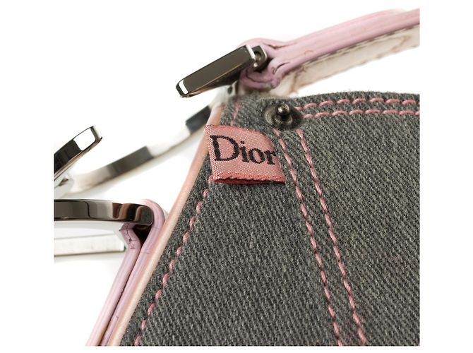 Christian Dior Bolsa Dior Saddle em denim azul e couro rosa em muito bom estado! - vista 11