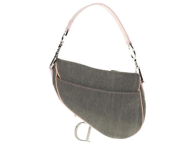 Christian Dior Bolsa Dior Saddle em denim azul e couro rosa em muito bom estado! - vista 2