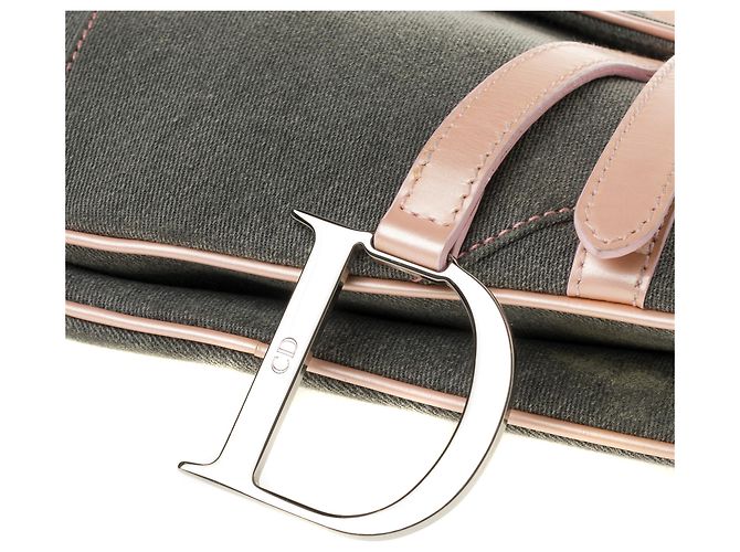 Christian Dior Bolsa Dior Saddle em denim azul e couro rosa em muito bom estado! - vista 5