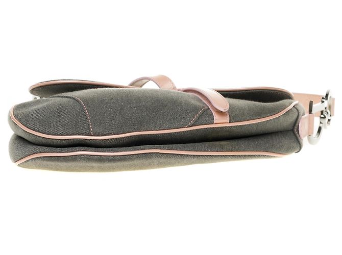 Christian Dior Bolsa Dior Saddle em denim azul e couro rosa em muito bom estado! - vista 9