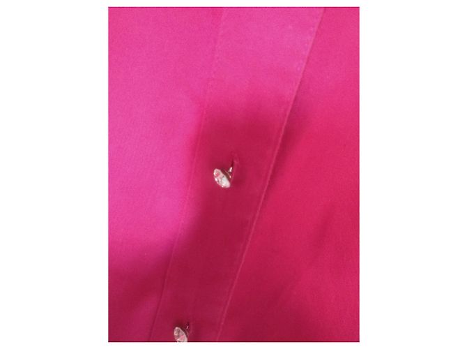 Calvin Klein Fuchsia Bluse mit glänzenden Kunstdiamantknöpfen Fuschia - Ansicht 10