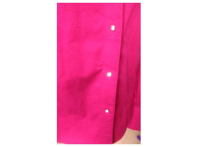 Calvin Klein Fuchsia Bluse mit glänzenden Kunstdiamantknöpfen Fuschia - Ansicht 11