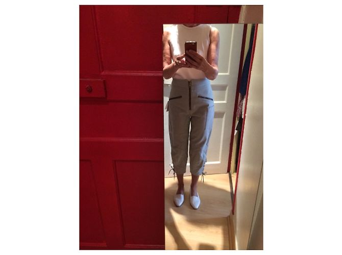 Pantalones Chloé de cintura alta en algodón azul gris Azul claro - vista 2