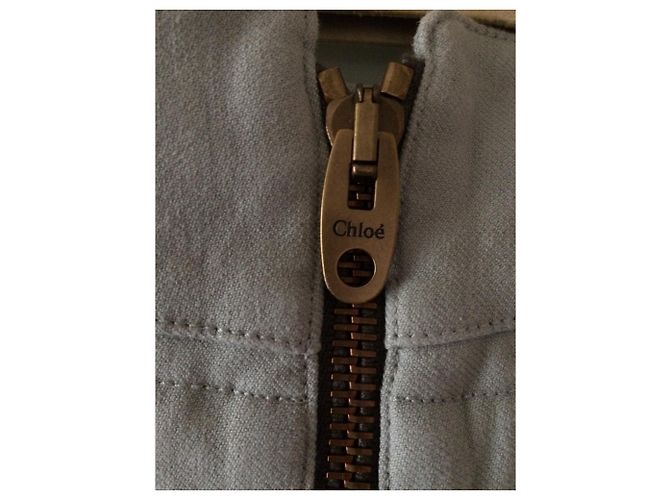Pantalones Chloé de cintura alta en algodón azul gris Azul claro - vista 4