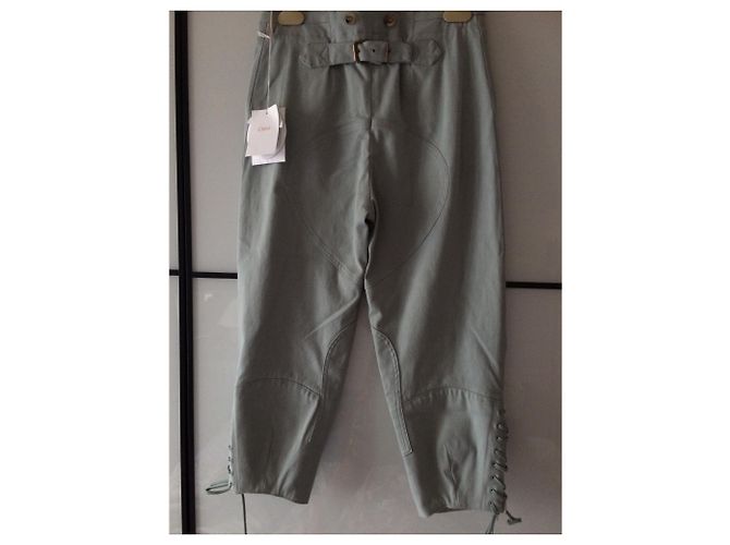 Pantalones Chloé de cintura alta en algodón azul gris Azul claro - vista 7
