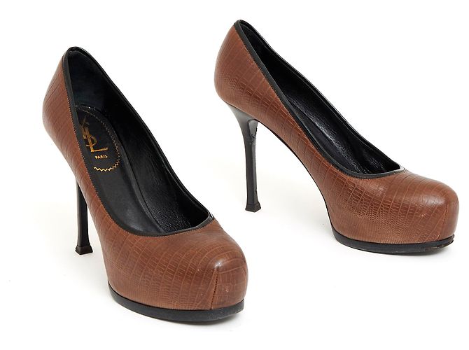 Yves Saint Laurent TRIB TROPPO 2 TONES FR38.5 Marrone Nero - vista 3