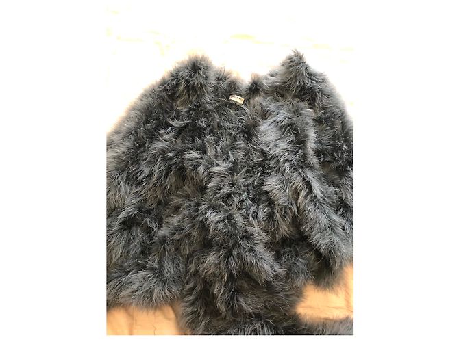 Sonia Rykiel Federjacke mit Gürtel Hellblau - Ansicht 4