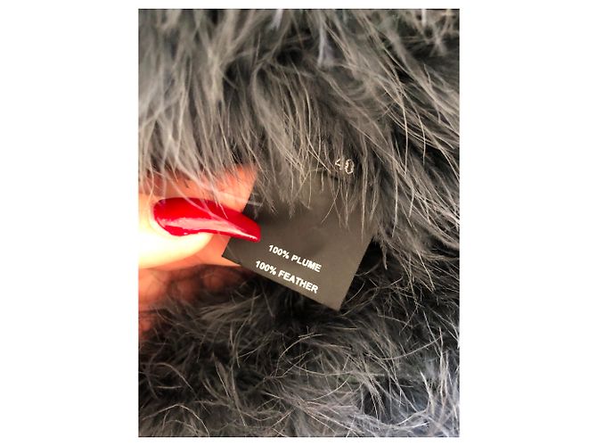 Sonia Rykiel Federjacke mit Gürtel Hellblau - Ansicht 5